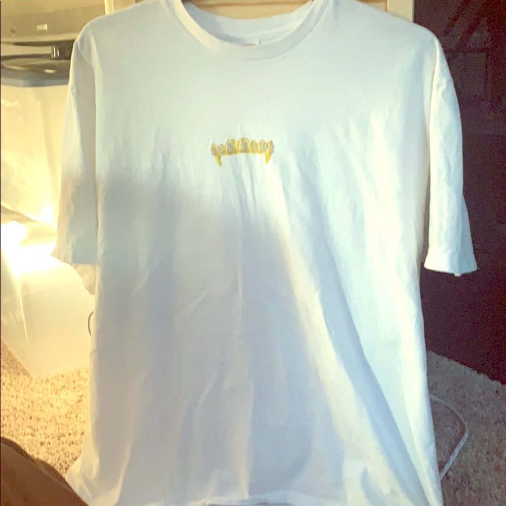 Supreme white tee gold grill